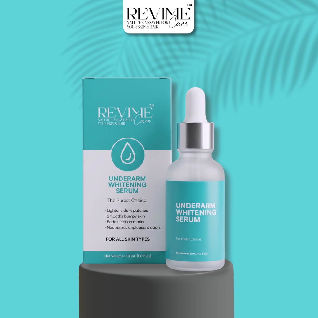 Natural Underarm Whitening Serum for dark spots and smooth skin by Revime Care - Best brightening serum in Pakistan.